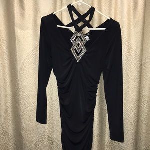 Venus embellished bodycon dress, black, size S